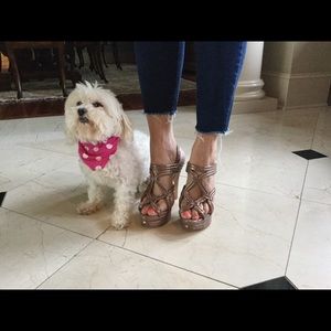 Copper taupe high heel shoe